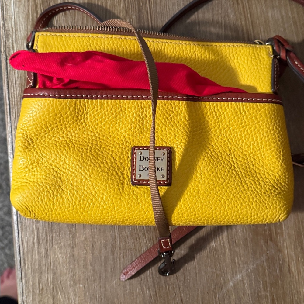 Dooney & Bourke Pebble Grain Dandelion and Brown Leather Crossbody Bag - Picture 8 of 13